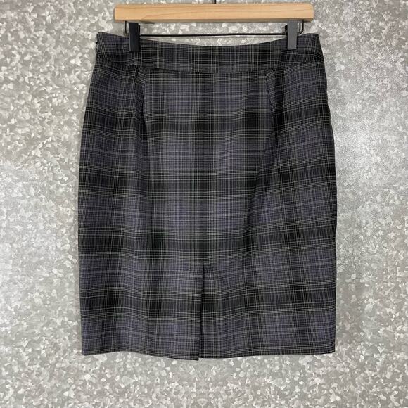 The Limited Purple Plaid Box Pleated Pencil Skirt - Size Medium - Side Zipper - Picture 9 of 9